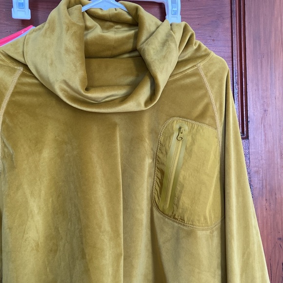 Free People Movement velvet chartreuse cowel neck sweatshirt - Picture 2 of 4